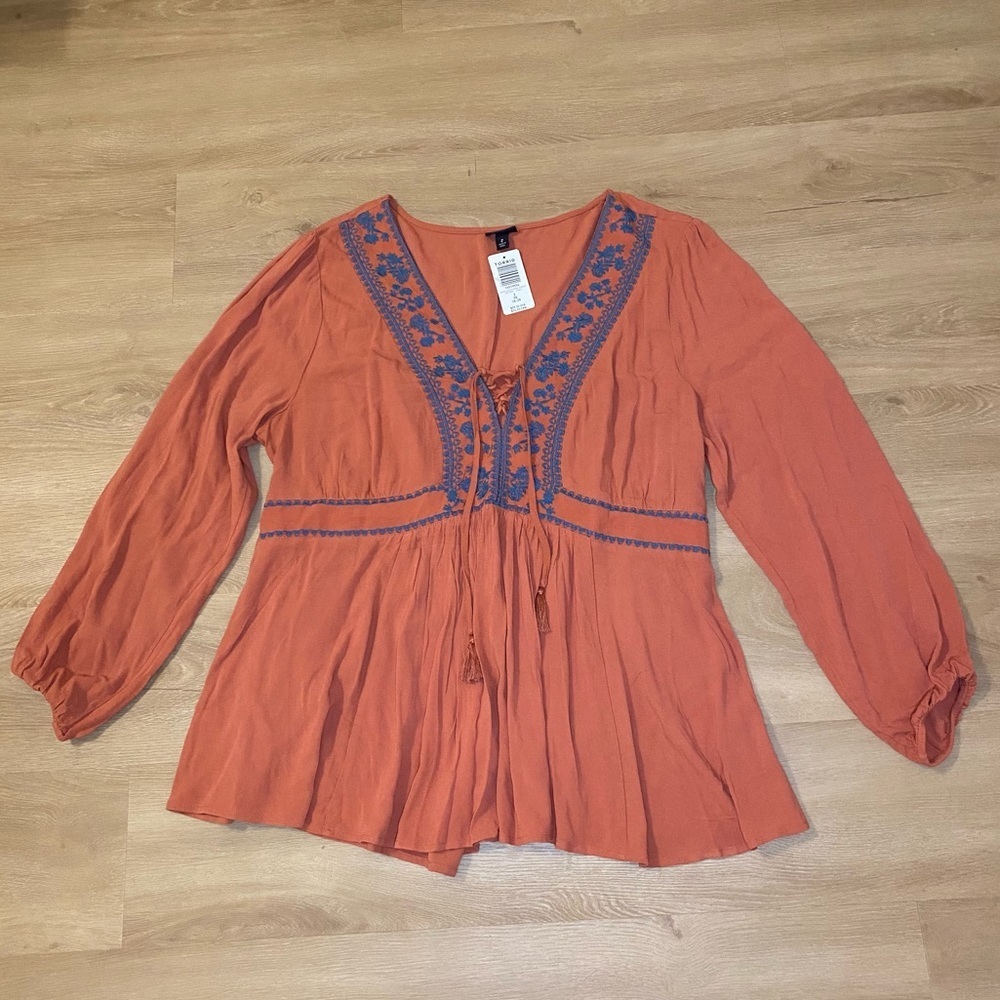 Torrid Burnt Orange Boho Flowy Blouse size 2X NWT